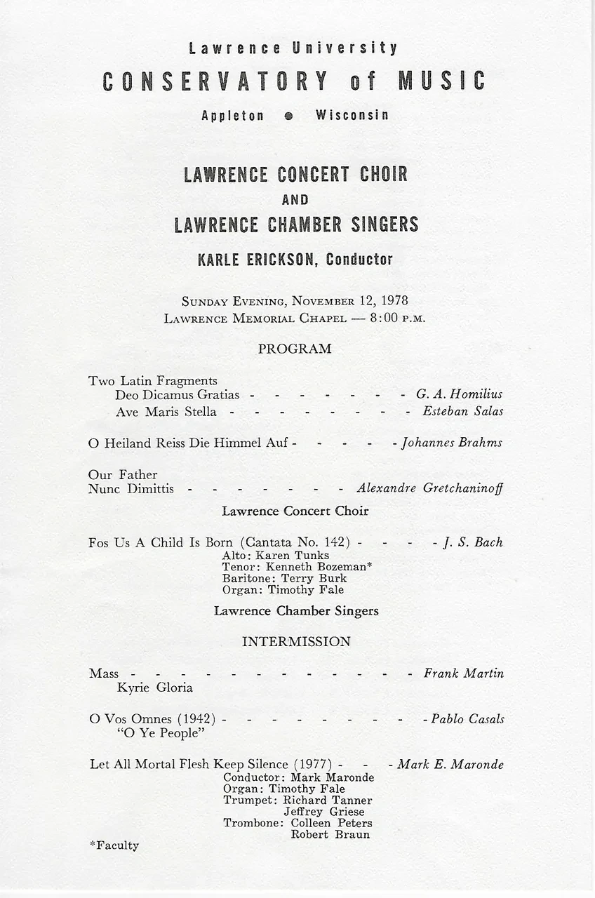 Lawrence University Conservatory of Music concert program